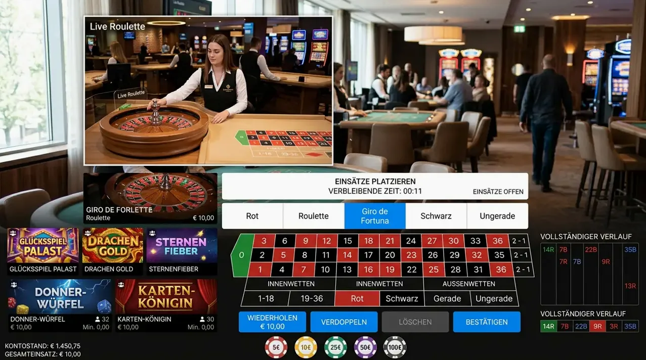 Live Casino Tische im Angebot von Pandido