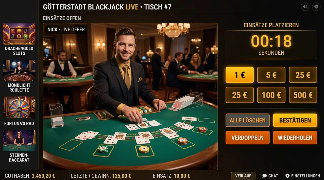 Live Casino im Angebot von Pandido